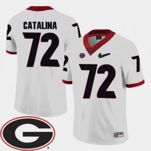 #72 White College Football Mens 2018 SEC Patch Tyler Catalina UGA Jersey 975285-964