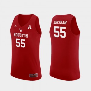 #55 For Men College Basketball Brison Gresham Houston Jersey Replica Red 216322-751