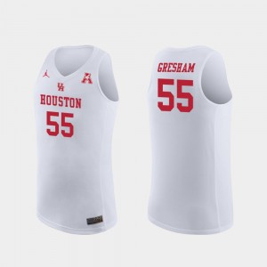 #55 Brison Gresham Houston Jersey College Basketball For Men White Replica 979179-146