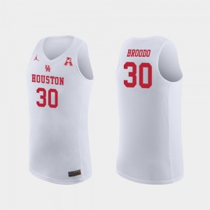 Caleb Broodo Houston Jersey Replica College Basketball White For Men #30 952907-699