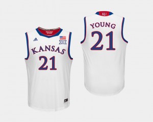 #21 Men White Clay Young KU Jersey College Basketball 253595-822