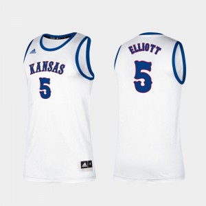 Classic College Basketball For Men #5 Elijah Elliott KU Jersey White 221536-437