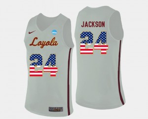 White #24 Basketball US Flag Fashion Men's Aundre Jackson Loyola Jersey 864913-564