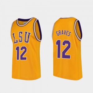#12 Marshall Graves LSU Jersey Mens Replica College Basketball Gold 834897-997