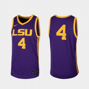 Purple College Basketball Men Replica LSU Jersey #4 770029-726