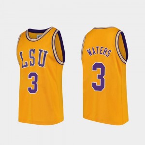 #3 Replica Men Gold College Basketball Tremont Waters LSU Jersey 679817-285