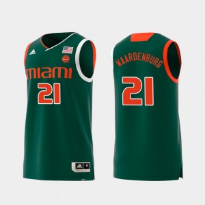 Sam Waardenburg Miami Jersey Swingman College Basketball #21 Green Replica For Men 809304-899