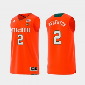 Swingman College Basketball Men Willie Herenton Miami Jersey Orange #2 Replica 531879-393