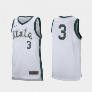 Retro Performance White For Men's Foster Loyer MSU Jersey College Basketball #3 713830-599