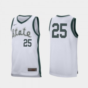 For Men College Basketball #25 White Kenny Goins MSU Jersey Retro Performance 702998-278