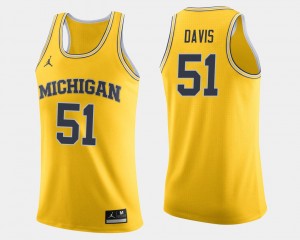 Mens #51 Austin Davis Michigan Jersey Maize College Basketball 883477-154