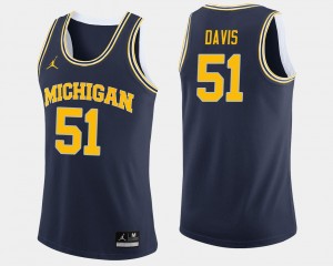 Men's Navy #51 College Basketball Austin Davis Michigan Jersey 972218-339