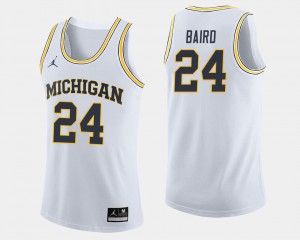 White #24 C.J. Baird Michigan Jersey College Basketball For Men 742912-168
