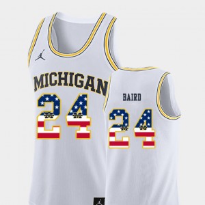 White Men's #24 College Basketball USA Flag C.J. Baird Michigan Jersey 218724-309
