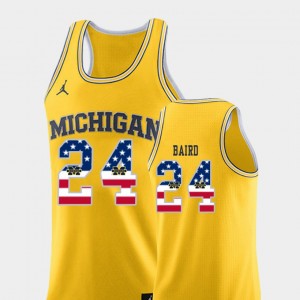 College Basketball USA Flag #24 Yellow Men C.J. Baird Michigan Jersey 980951-239