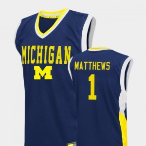 #1 Charles Matthews Michigan Jersey College Basketball Fadeaway Blue For Men 225260-319