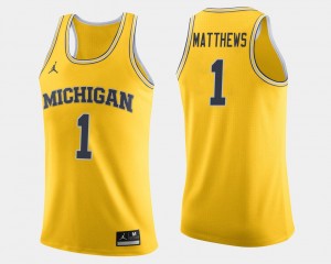 Charles Matthews Michigan Jersey College Basketball #1 For Men's Maize 326832-309