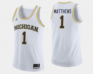 #1 Charles Matthews Michigan Jersey Mens College Basketball White 587518-535