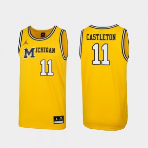 Colin Castleton Michigan Jersey 1989 Throwback College Basketball #11 Maize Replica For Men's 862812-668
