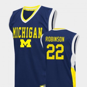 College Basketball #22 Men Fadeaway Blue Duncan Robinson Michigan Jersey 175009-875