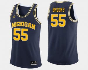 #55 College Basketball Mens Navy Eli Brooks Michigan Jersey 470897-968