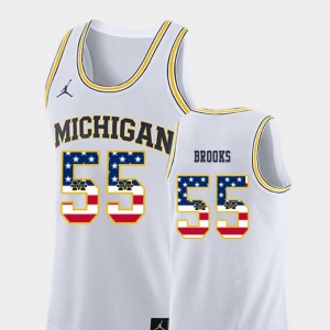 #55 Eli Brooks Michigan Jersey For Men College Basketball White USA Flag 857354-249