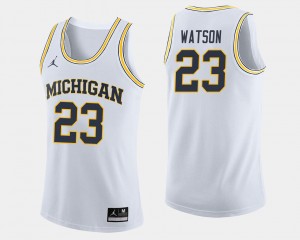 For Men College Basketball #23 Ibi Watson Michigan Jersey White 894163-862