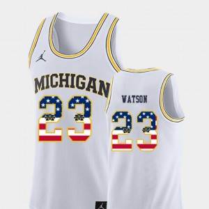 Ibi Watson Michigan Jersey White USA Flag Men #23 College Basketball 784866-174
