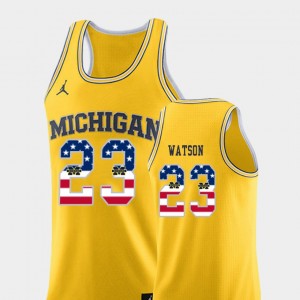 Mens Ibi Watson Michigan Jersey Yellow USA Flag College Basketball #23 291226-252