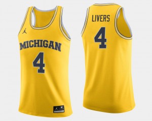 Maize Isaiah Livers Michigan Jersey #4 Men's College Basketball 750511-890