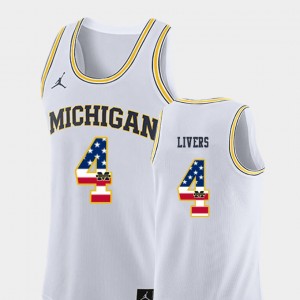 Isaiah Livers Michigan Jersey For Men #4 College Basketball White USA Flag 976127-916