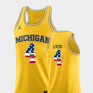 Isaiah Livers Michigan Jersey USA Flag College Basketball For Men #4 Yellow 992242-950
