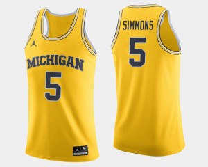 Jaaron Simmons Michigan Jersey #5 Men College Basketball Maize 997606-288