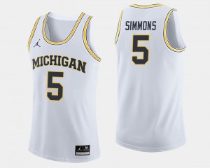 #5 Jaaron Simmons Michigan Jersey White College Basketball Men 454338-135