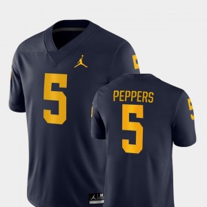 College Football Jabrill Peppers Michigan Jersey Game #5 Navy Mens 768385-648