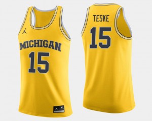 College Basketball Men #15 Maize Jon Teske Michigan Jersey 974909-379
