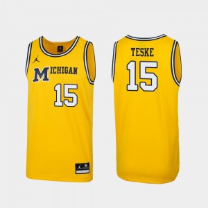 Replica 1989 Throwback College Basketball Men #15 Jon Teske Michigan Jersey Maize 787362-474