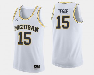 Jon Teske Michigan Jersey White Men's #15 College Basketball 531602-145