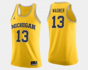 #13 College Basketball Moritz Wagner Michigan Jersey Maize For Men 608718-532