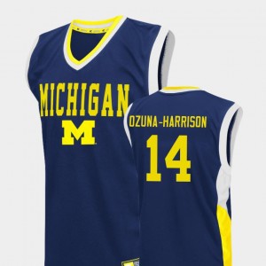 College Basketball Rico Ozuna-Harrison Michigan Jersey For Men Blue Fadeaway #14 773064-523