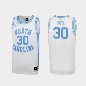 Special College Basketball White March Madness K.J. Smith UNC Jersey #30 Men's 768199-542
