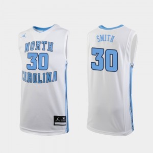 #30 For Men Replica K.J. Smith UNC Jersey White College Basketball 316933-657