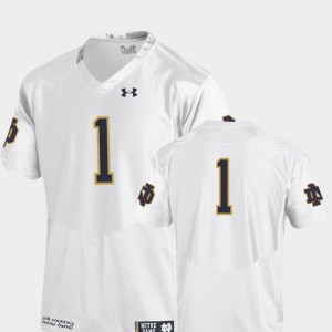 White #1 Notre Dame Jersey Finished Replica College Football For Men 381000-632