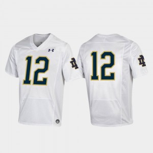 White Mens #12 Premier College Football Notre Dame Jersey 665912-691