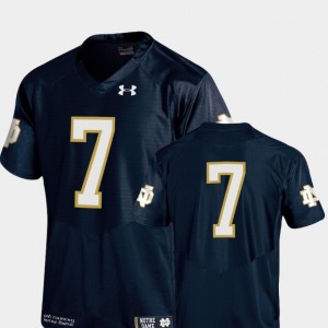 Authentic Performance College Football #7 Notre Dame Jersey Navy Men's 525106-228