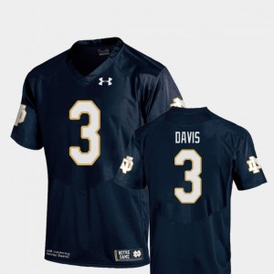 For Men's College Football Replica #3 Avery Davis Notre Dame Jersey Navy 541124-682