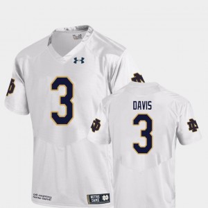 White #3 College Football Replica Men's Avery Davis Notre Dame Jersey 904332-431