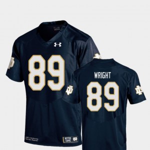 #89 Replica Men's Brock Wright Notre Dame Jersey College Football Navy 676673-348
