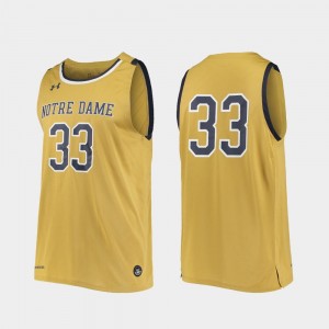 #33 For Men Replica Notre Dame Jersey Gold College Basketball 526683-189