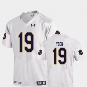 #19 Justin Yoon Notre Dame Jersey College Football Replica Mens White 465426-280